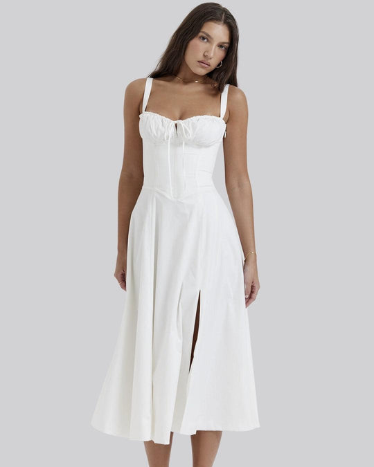 Corset Detail A Line Midi Dress