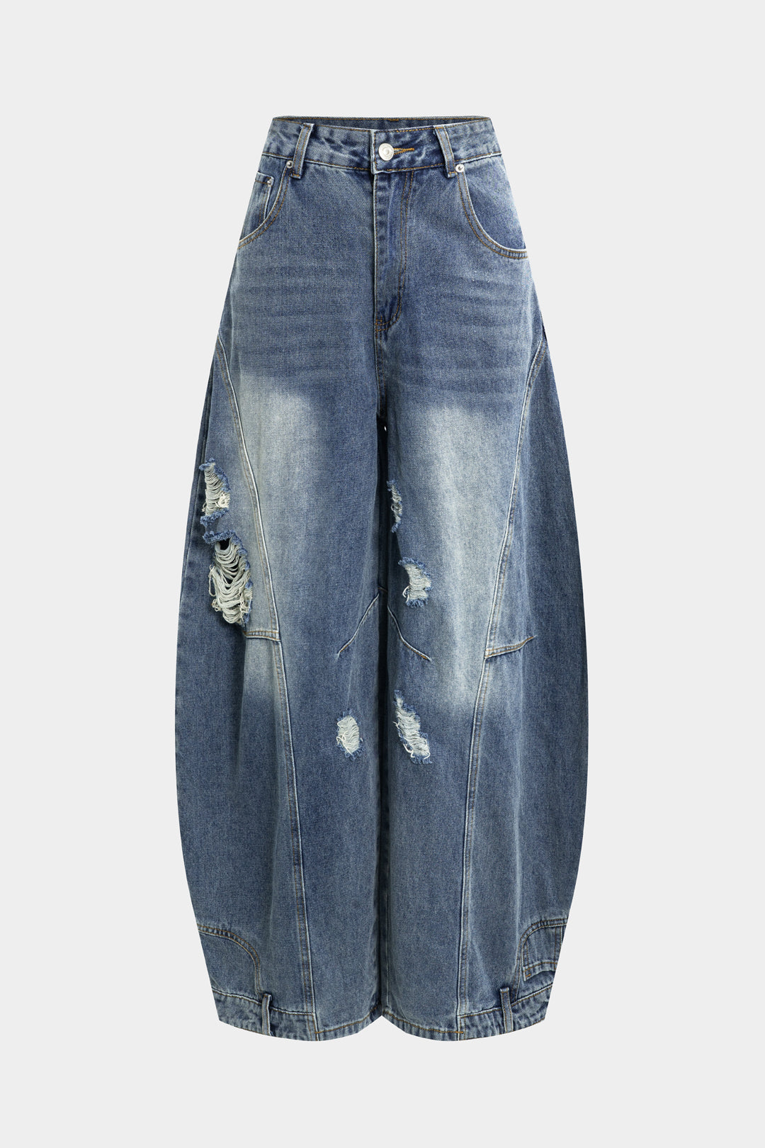 Denim Ripped Barrel Jeans