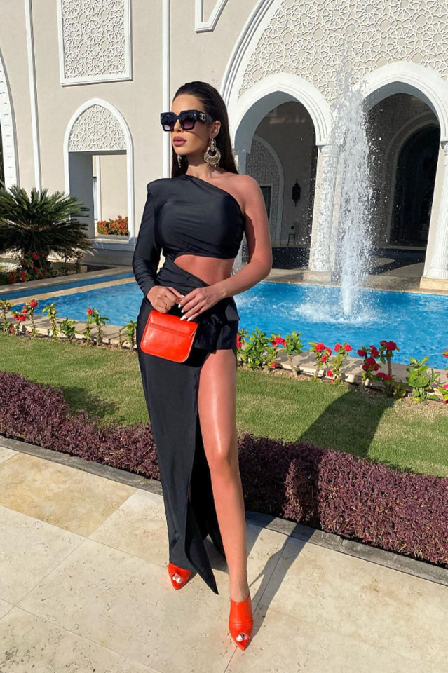 Gathered Single Shoulder Dress
