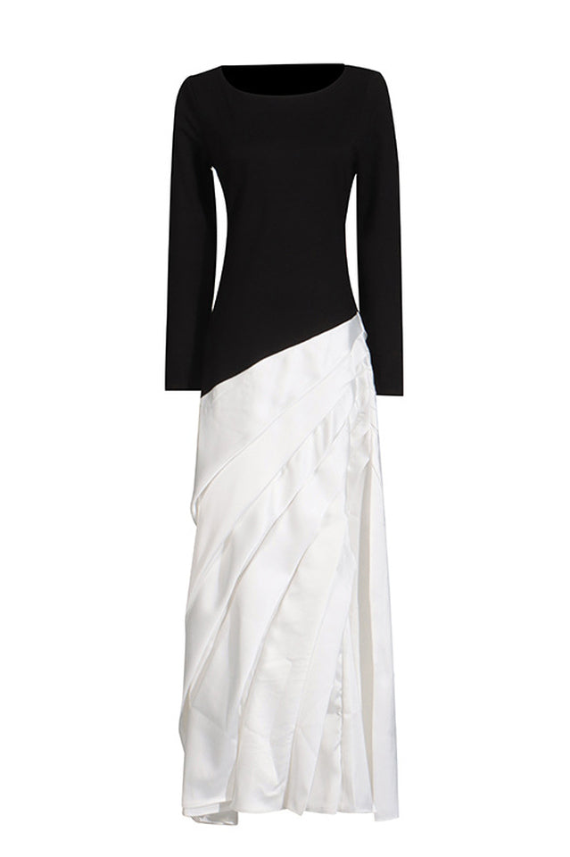 Ismay Paneled Silk & Pleated Satin Maxi Dress