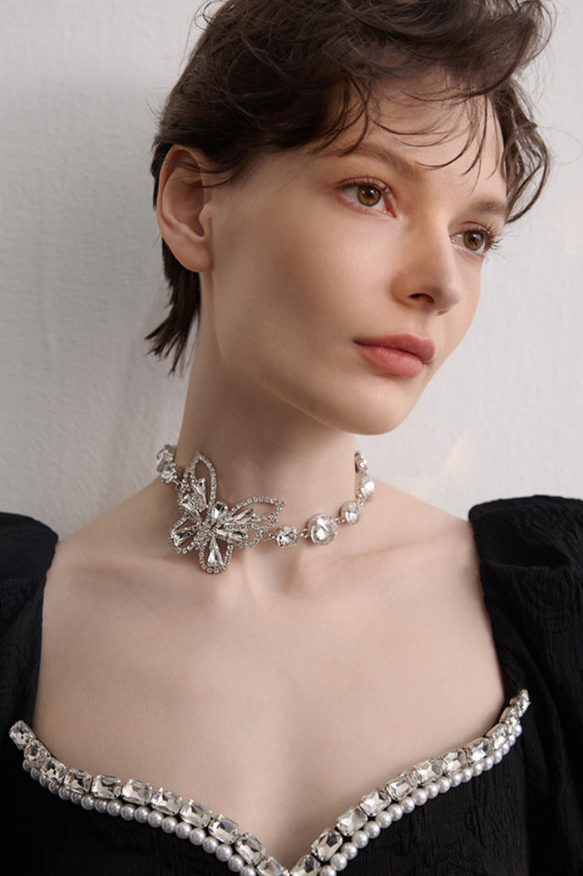 Butterfly Charm Choker Necklace