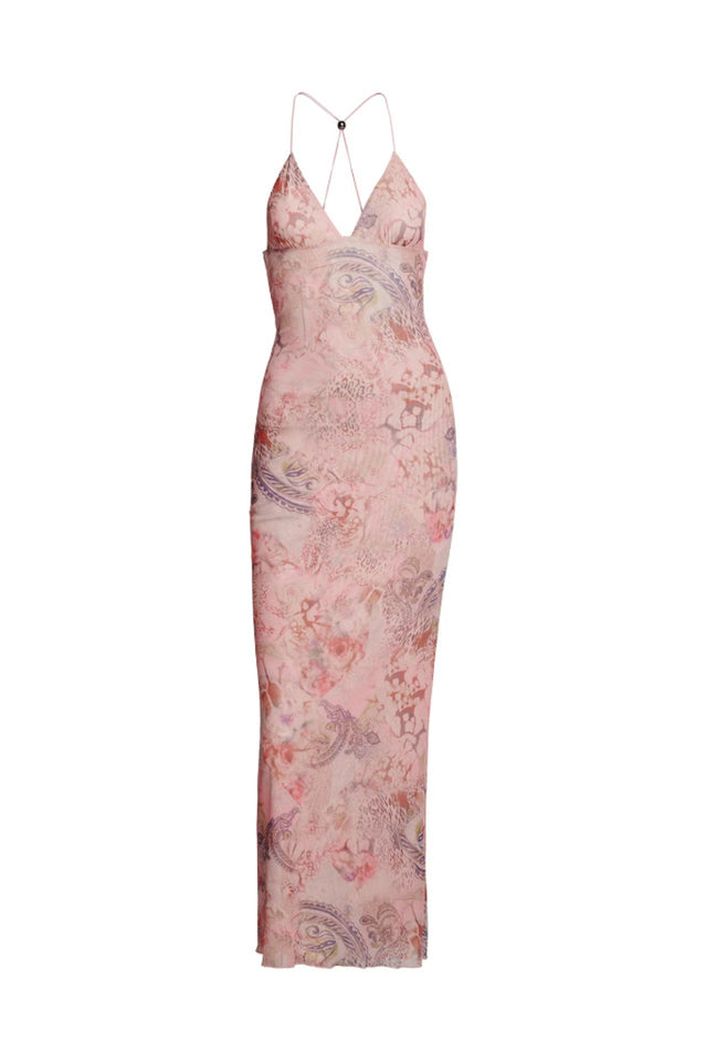 Butterfly Backless Midi Dress