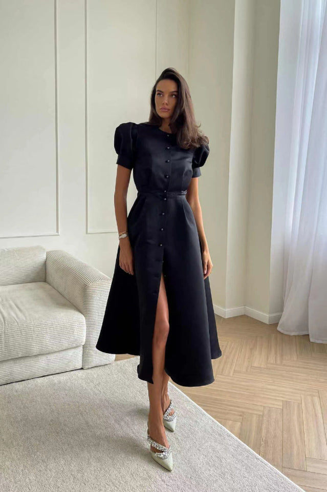 Button Front Midi Dress