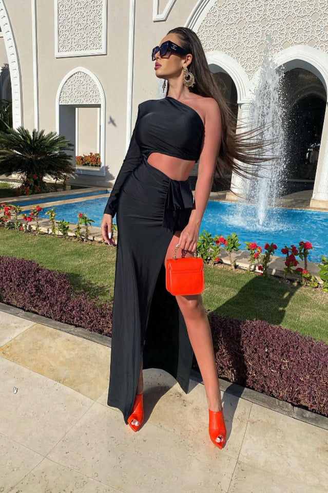 Gathered Single Shoulder Dress