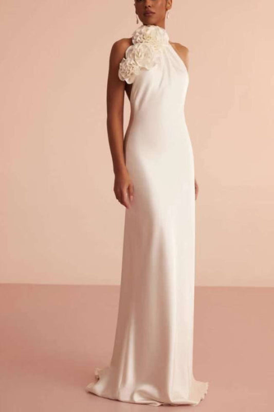Isabel Halterneck Floral Applique Maxi Dress