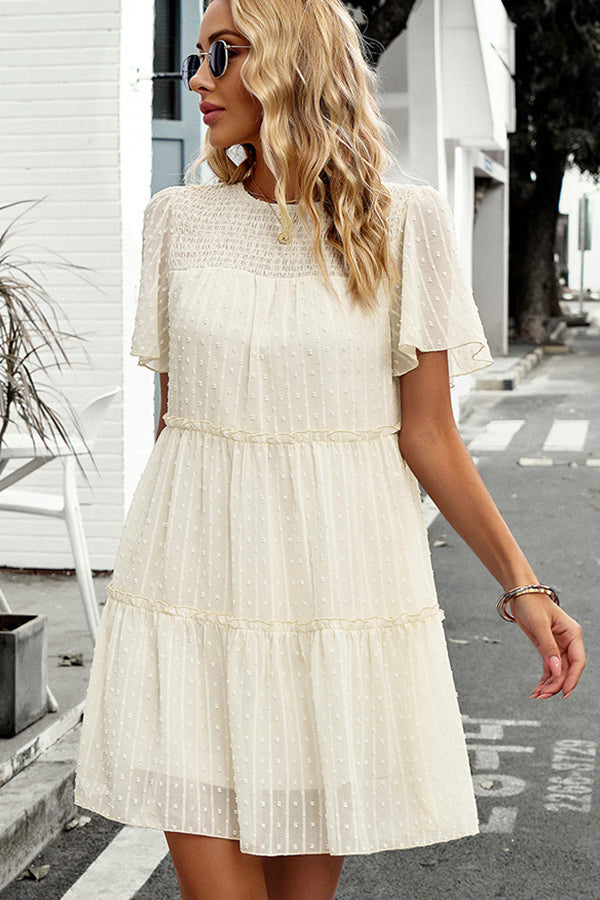 Solid Color Round Neck Casual Dress