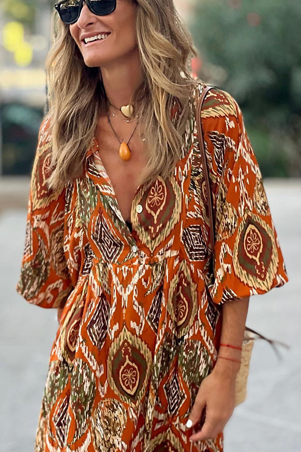 Print Drape Maxi Dress