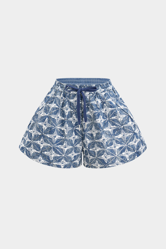 Denim Drawstring Shorts