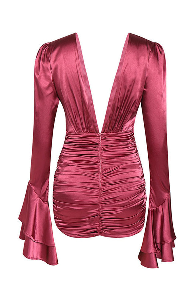 Plunging V Neck Cocktail Mini Dress