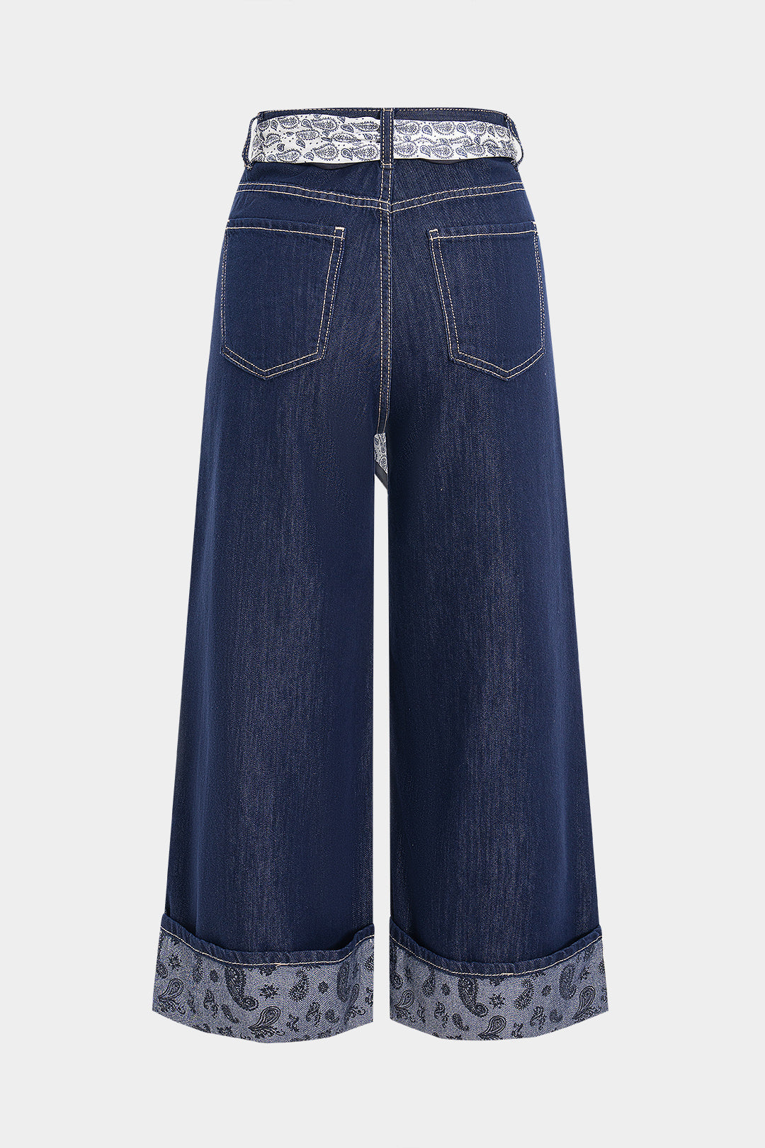 Denim Pocket Zipper Tie-Up Jeans