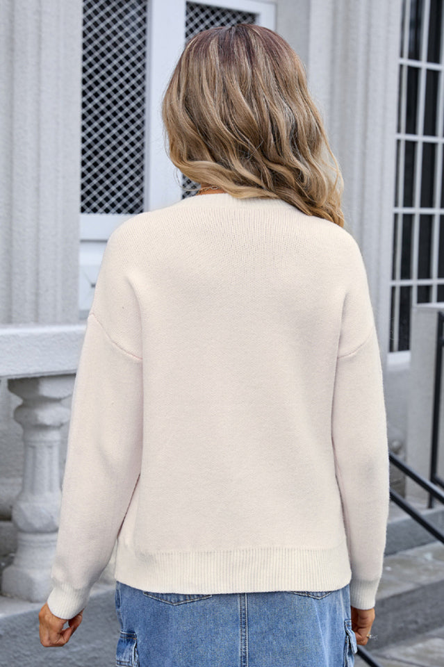 Bow Graphic Long Sleeve Sweater