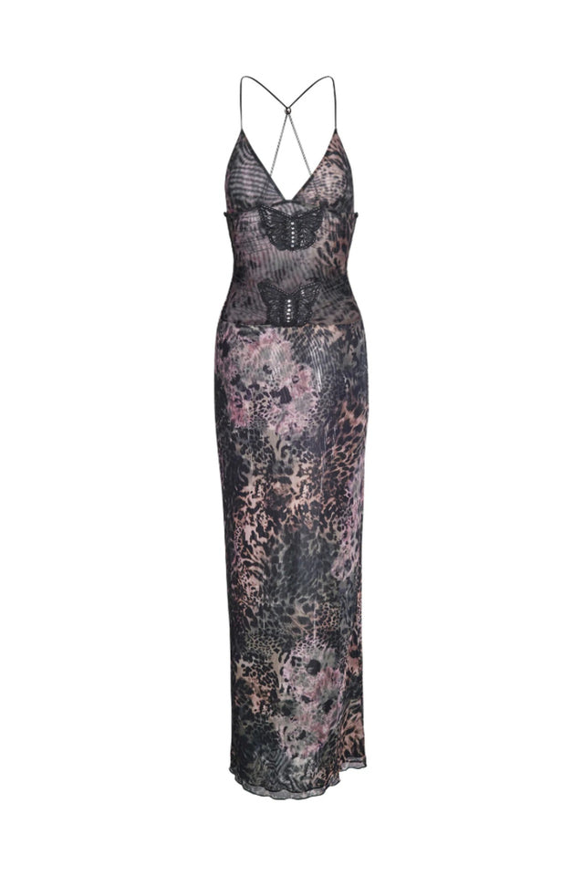 Butterfly Backless Midi Dress