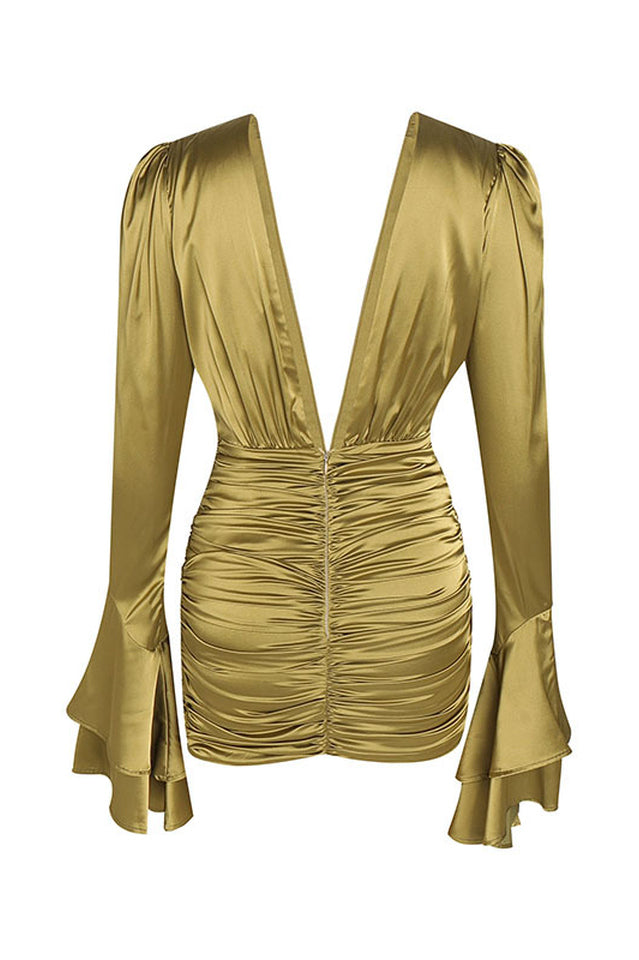 Plunging V Neck Cocktail Mini Dress