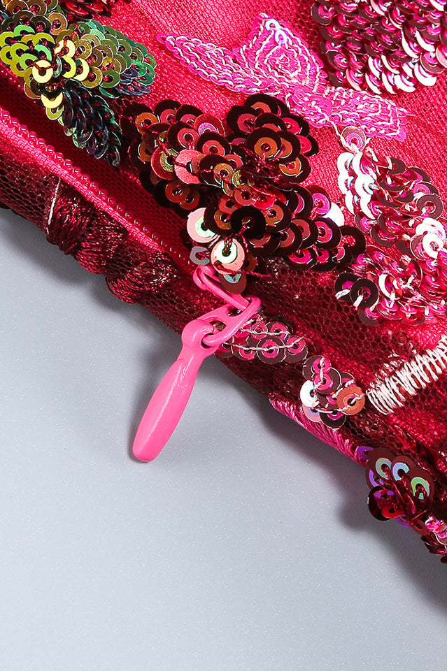 Jangeel Pink Slit Sequin Dress