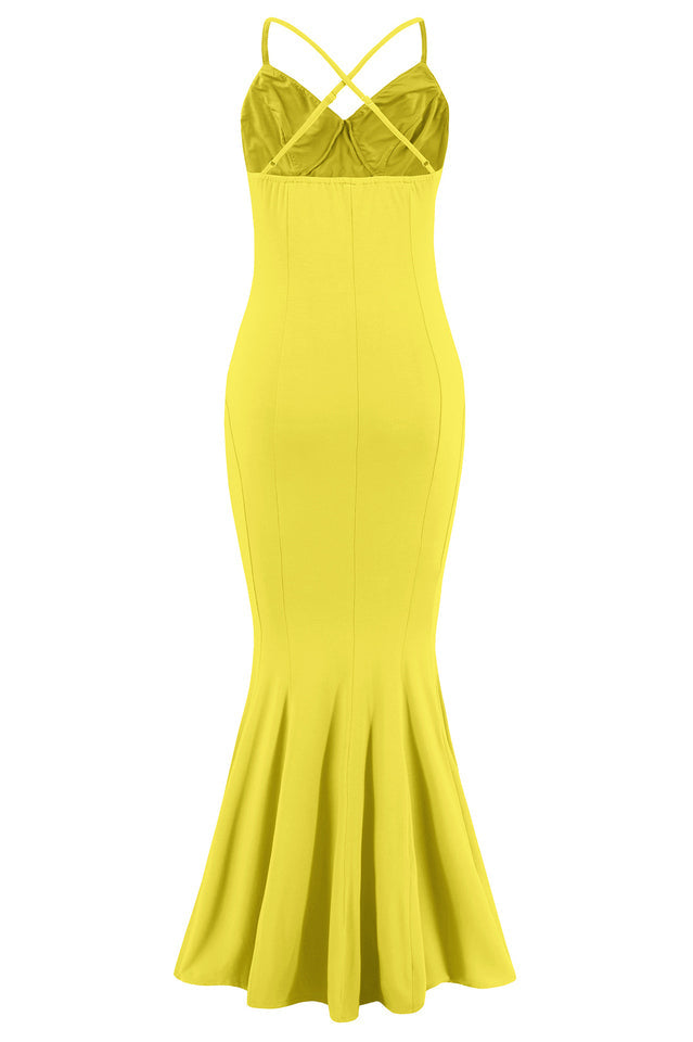 Crisscross Spaghetti Strap Fishtail Dress