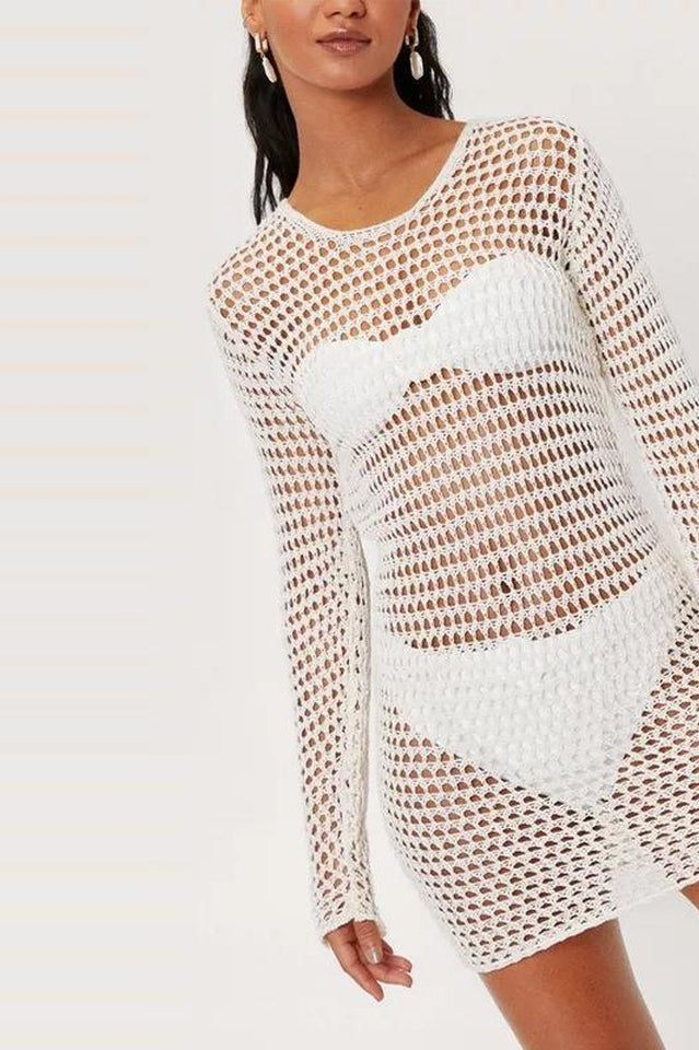 Crochet Low Back Beach Cover Up Dress