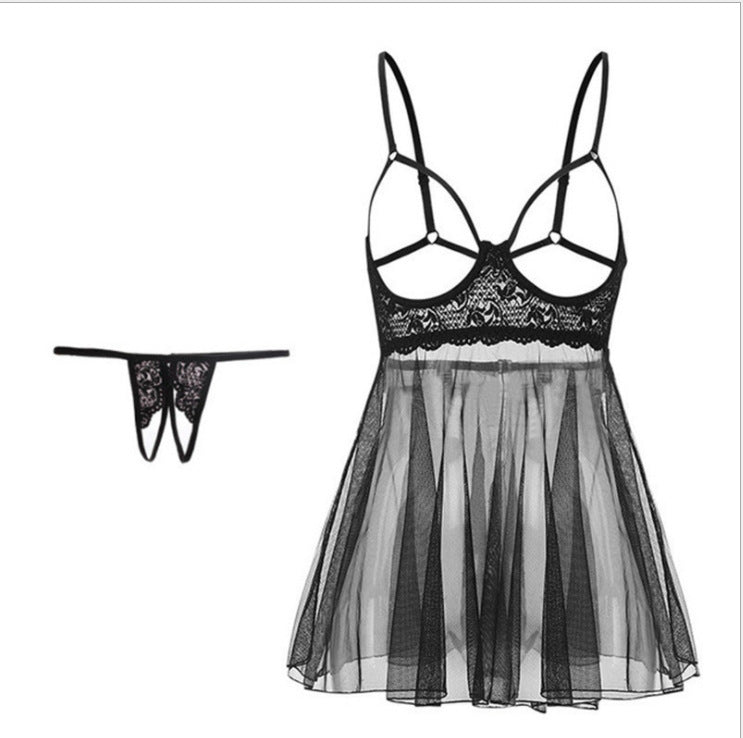 Sheer Elegance Lace Babydoll and G-String Set - StylinArts