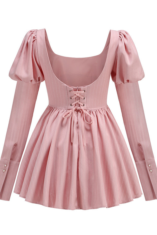 Puff Sleeve Crystal Corset Mini Dress