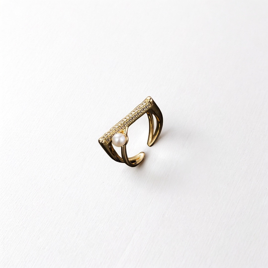 Pearlescent Geometric: Gold-Plated Copper Ring