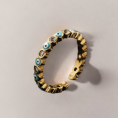 Azure Gaze: Gold-Plated Copper Eye Ring