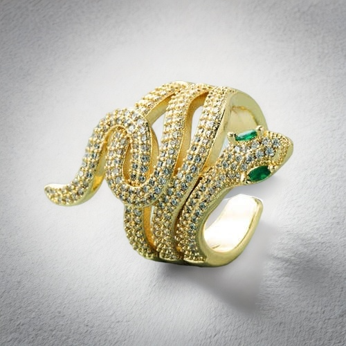 Zirconia Serpent: Bold Statement Ring - White