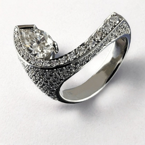 Crystal Water Drop Stone Ring