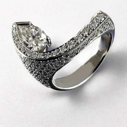 Crystal Water Drop Stone Ring