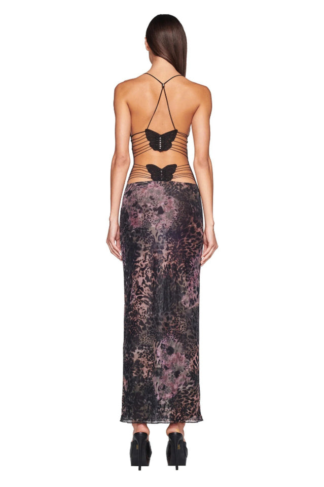 Butterfly Backless Midi Dress