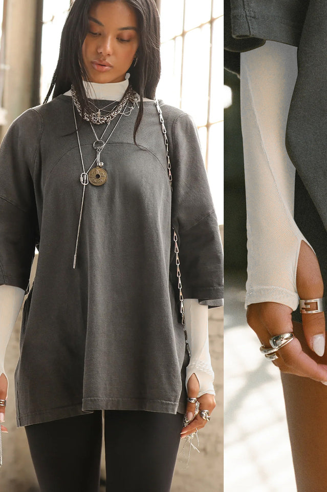 Exposed Seams Long Sleeve Top