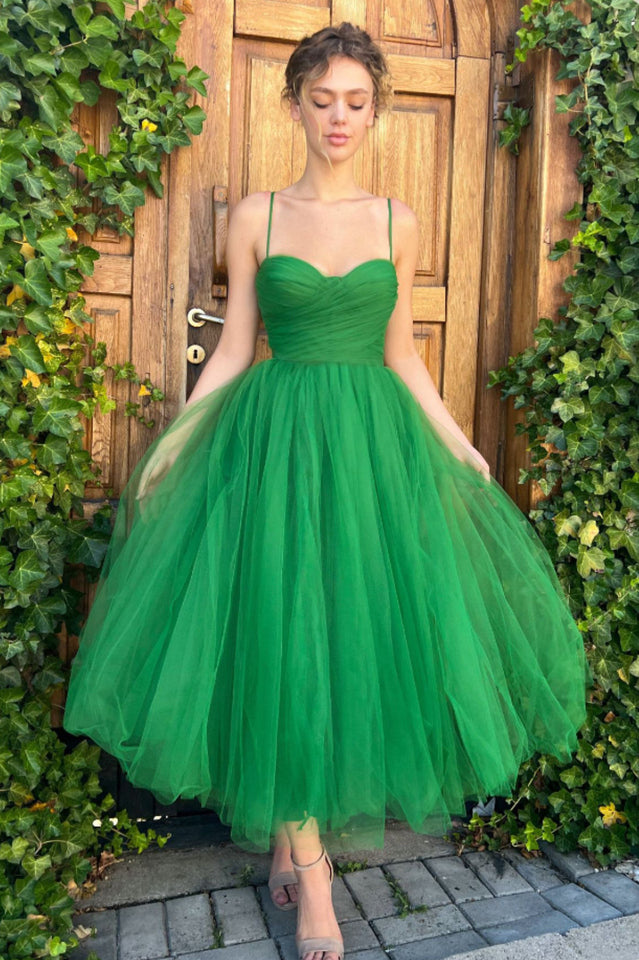 Pleats Spaghetti Straps Midi Dress