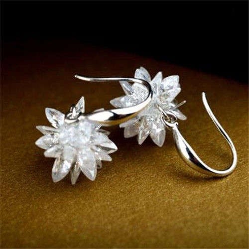 18k Platinum Plated Blossoming Crystal Hoops