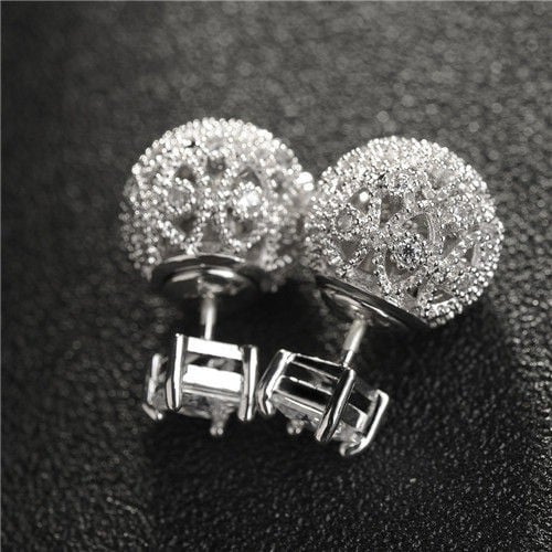 18k Platinum Plated Stellar Sphere Studs