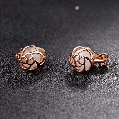 White Roseate Opal Blossom Earrings