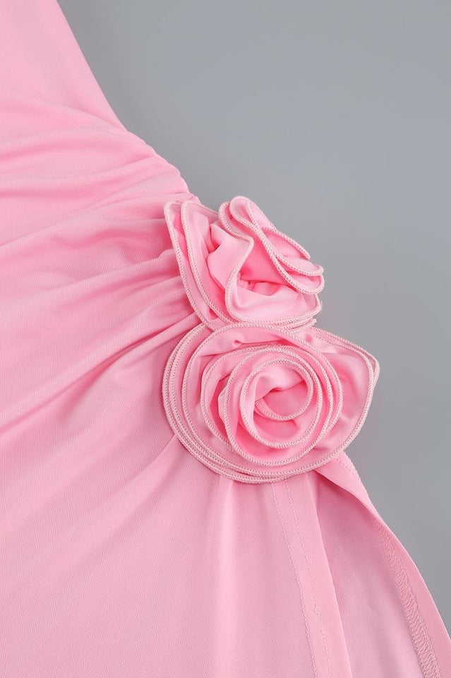 Pink Draped Jersey Midi Dress