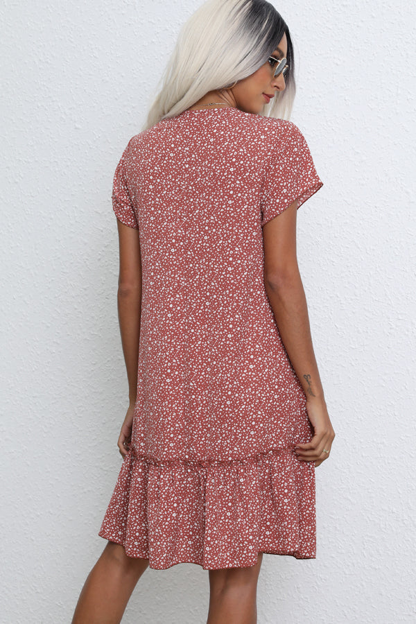 Fashion Ruffle V Neck Casual Dress
