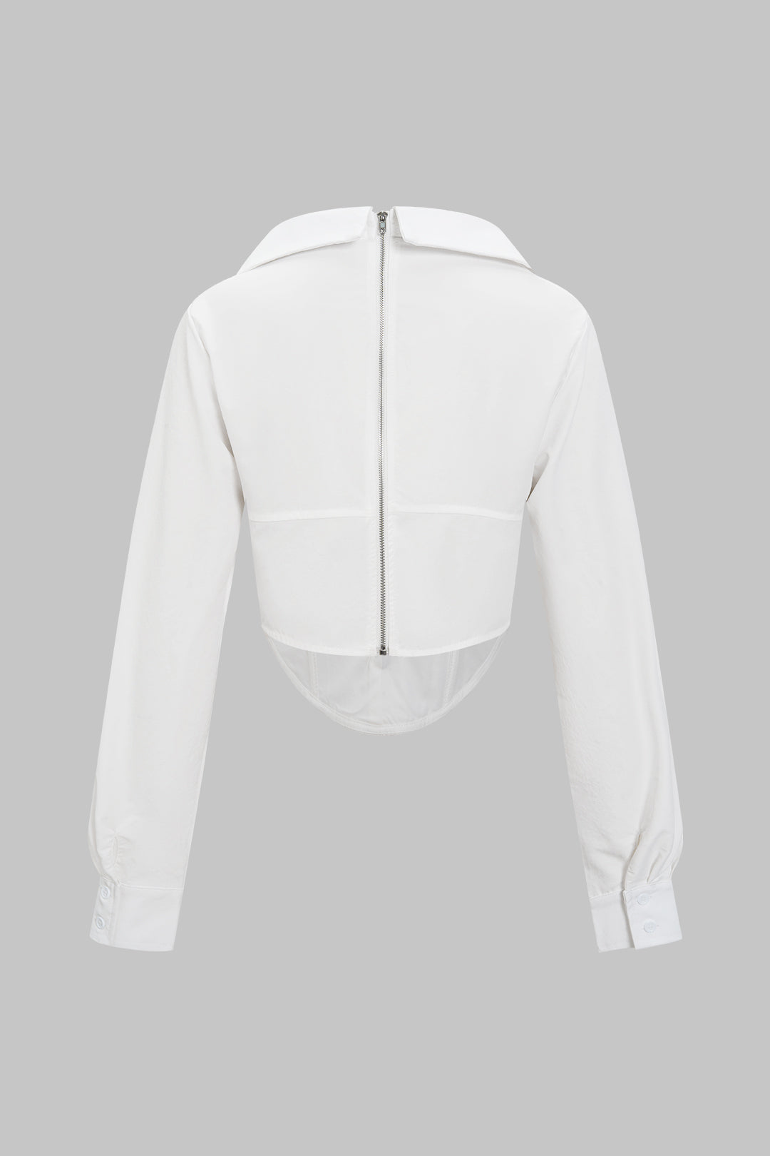 Deep V-neck Cut Out Corset Long-Sleeve Shirt