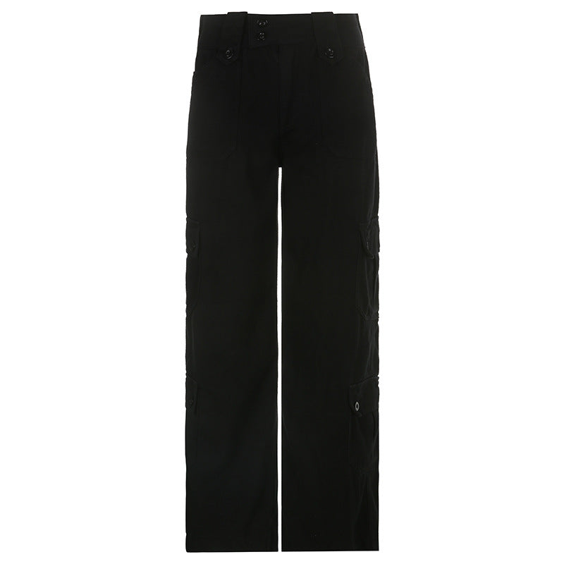 Buttoned Straight-Leg Cargo Jeans