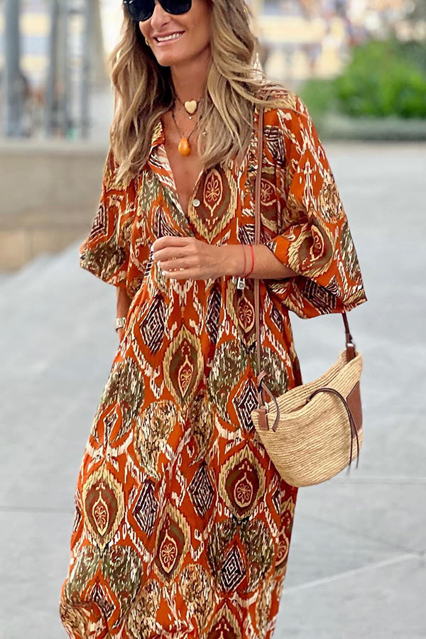 Print Drape Maxi Dress