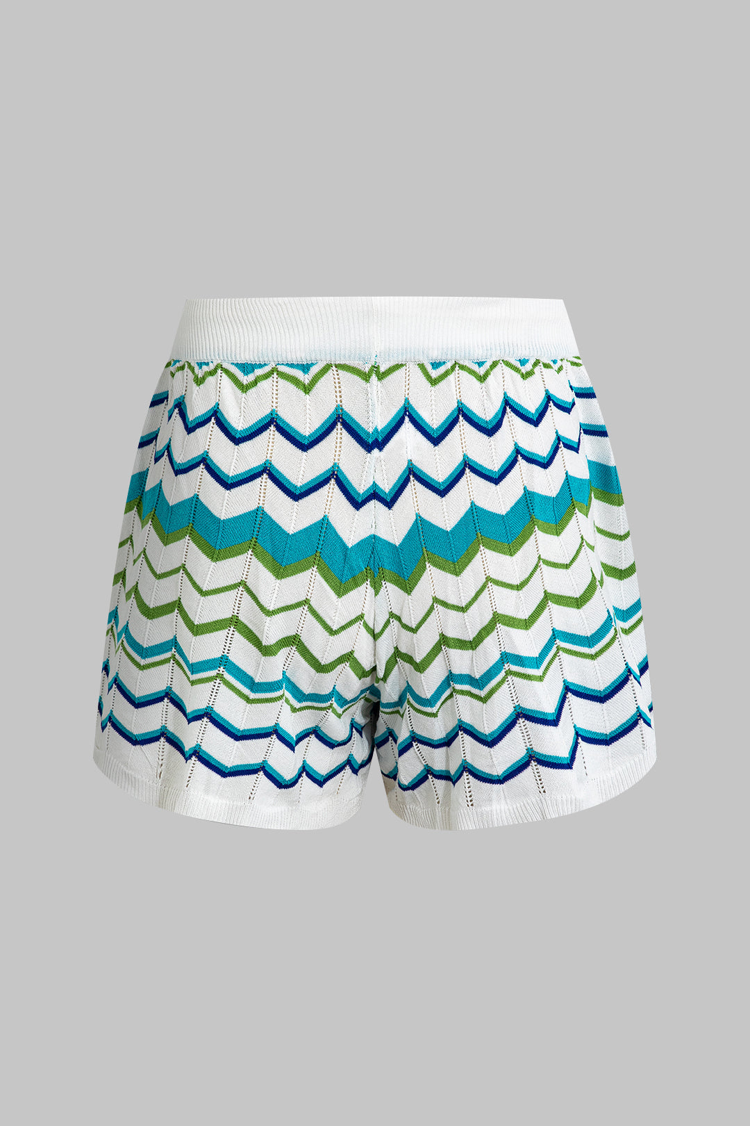 Contrast Knit Top And Drawstring Shorts Set