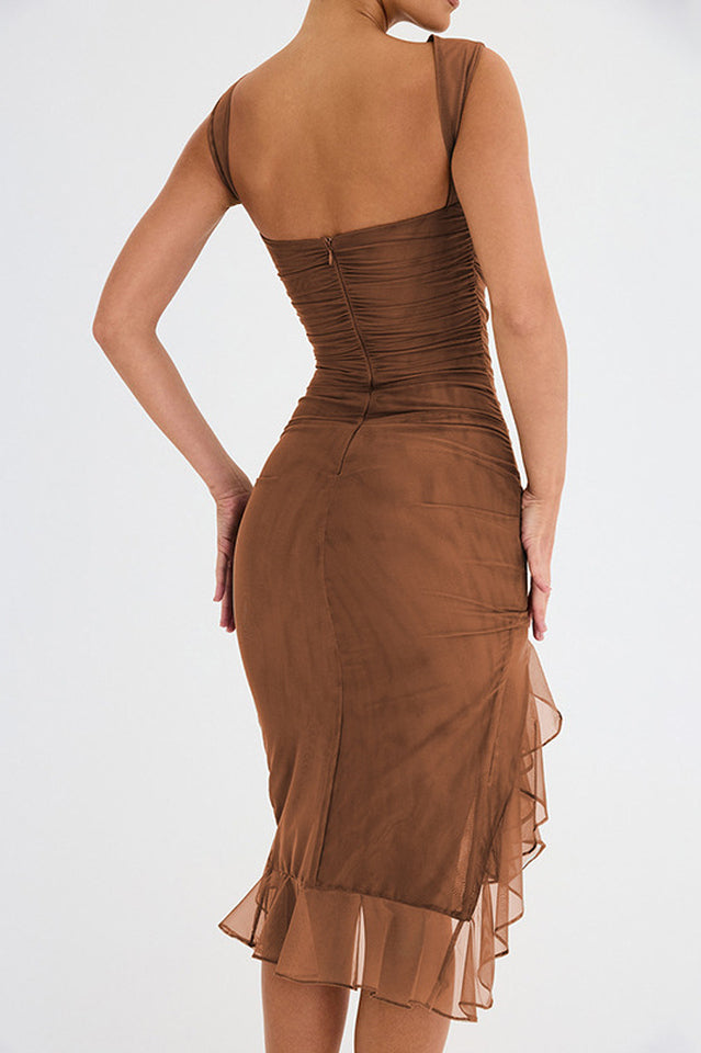 Bay Leaf Ruffle Midi Dress