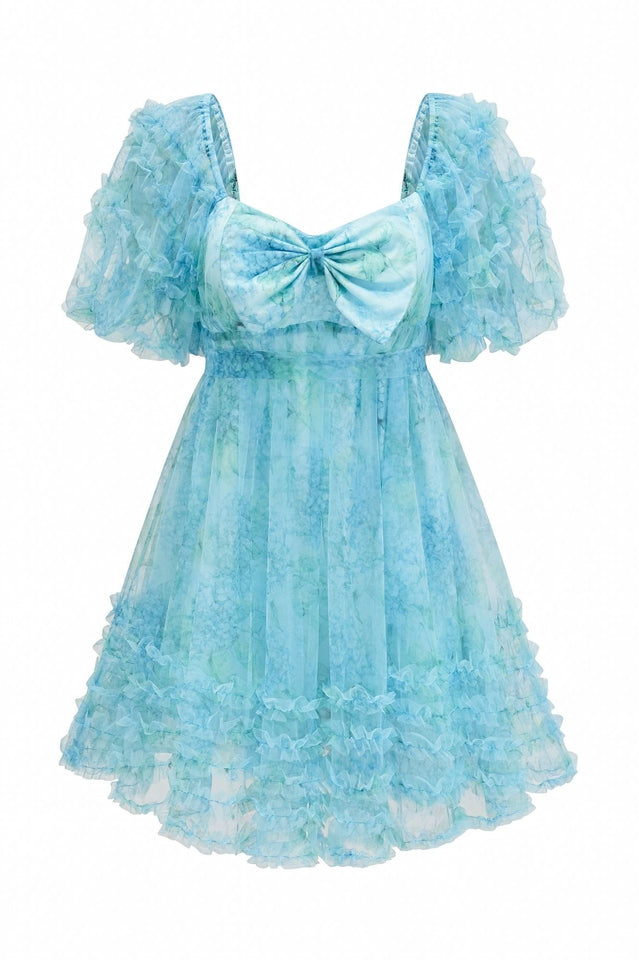 Raquel Bubble-Sleeve Mini Dress