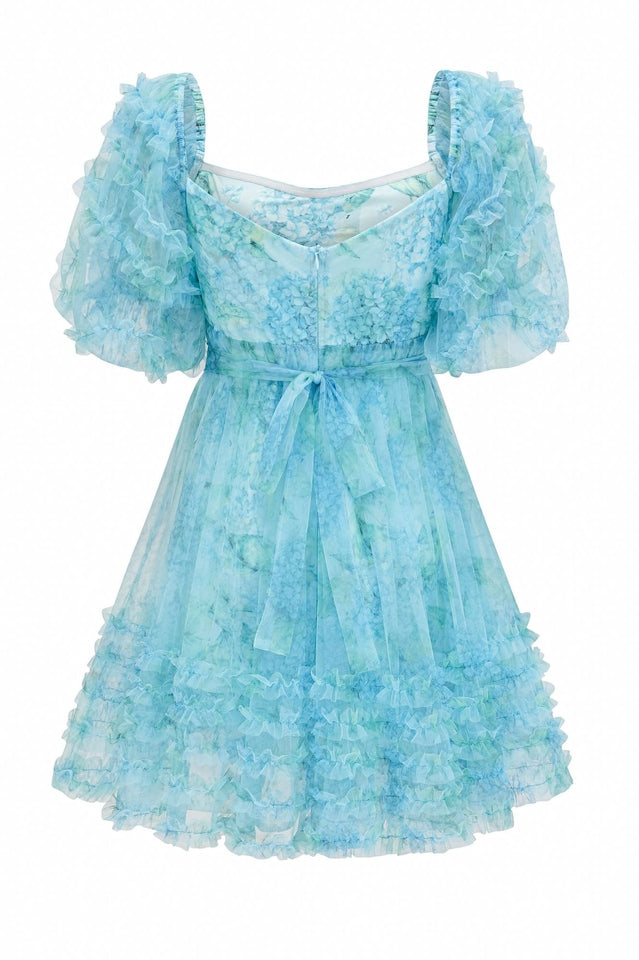 Raquel Bubble-Sleeve Mini Dress