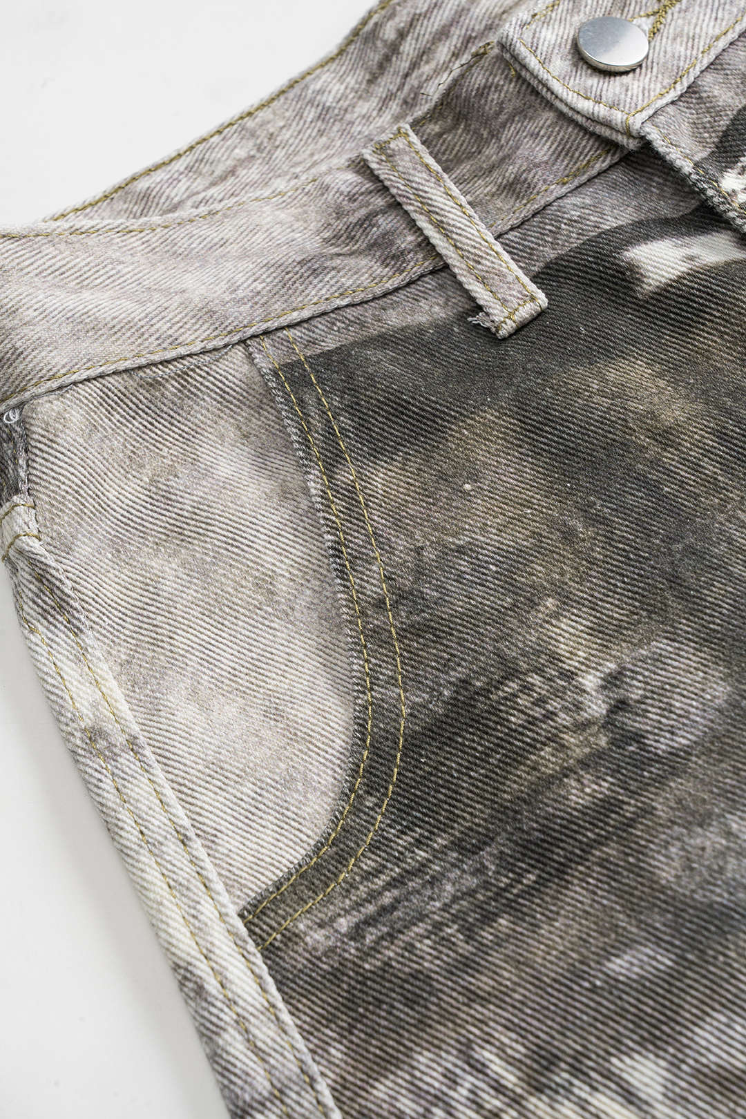 Denim Retro Abstract Print Wide Leg Jeans