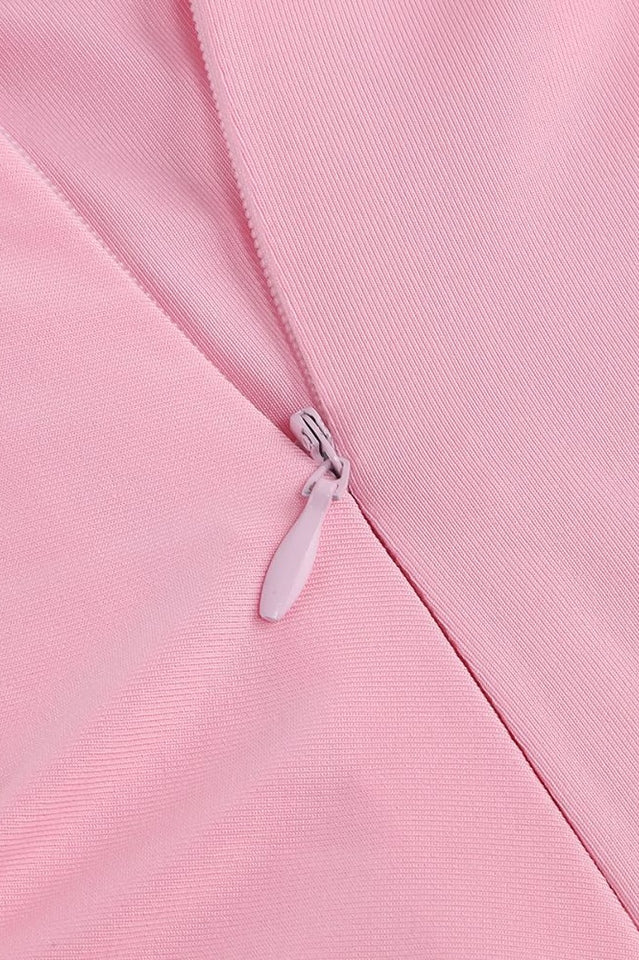 Pink Draped Jersey Midi Dress