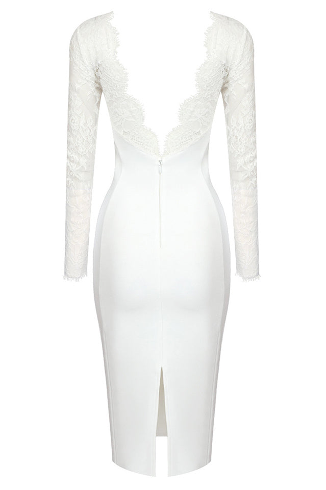 Embroidered Lace Midi Dress