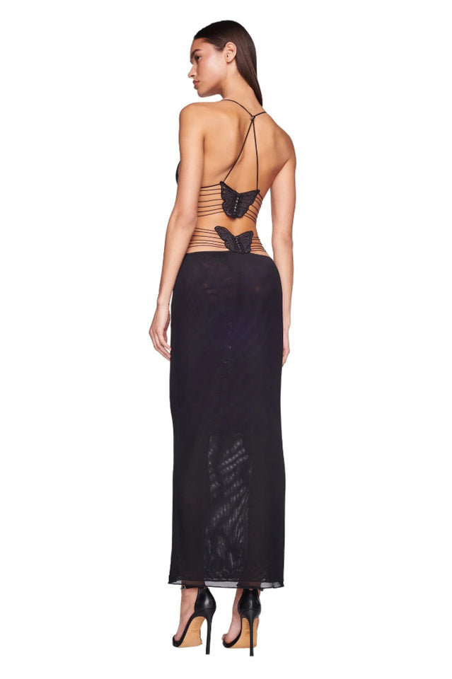 Butterfly Backless Midi Dress
