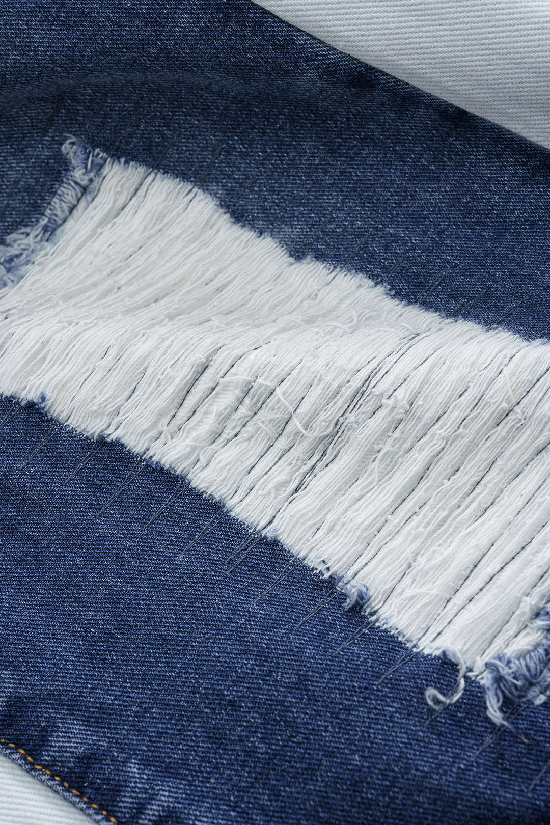 Denim Contrast Patchwork Ripped Jeans