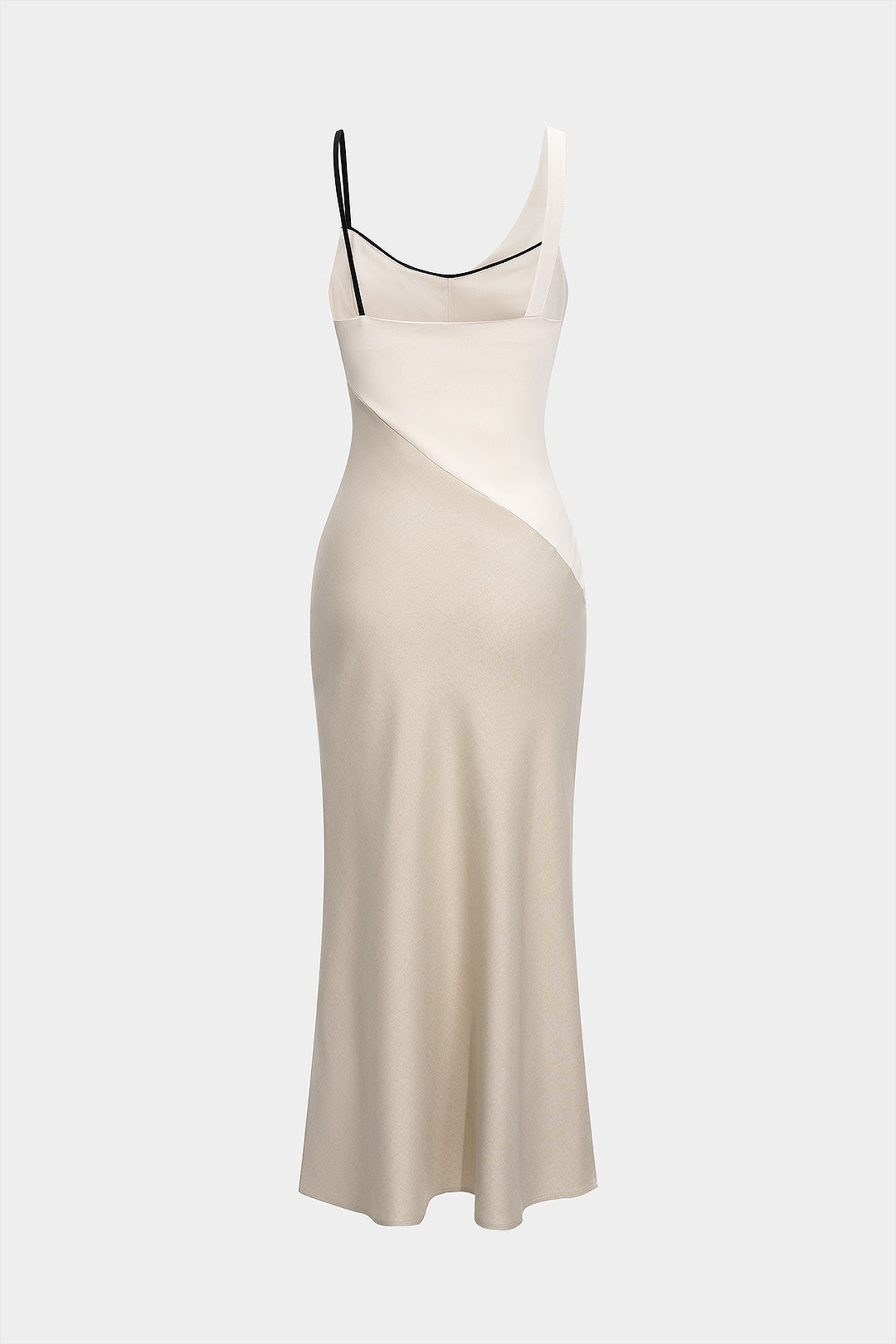 Contrast Draped Cowl Neck Sleeveless Maxi Dress