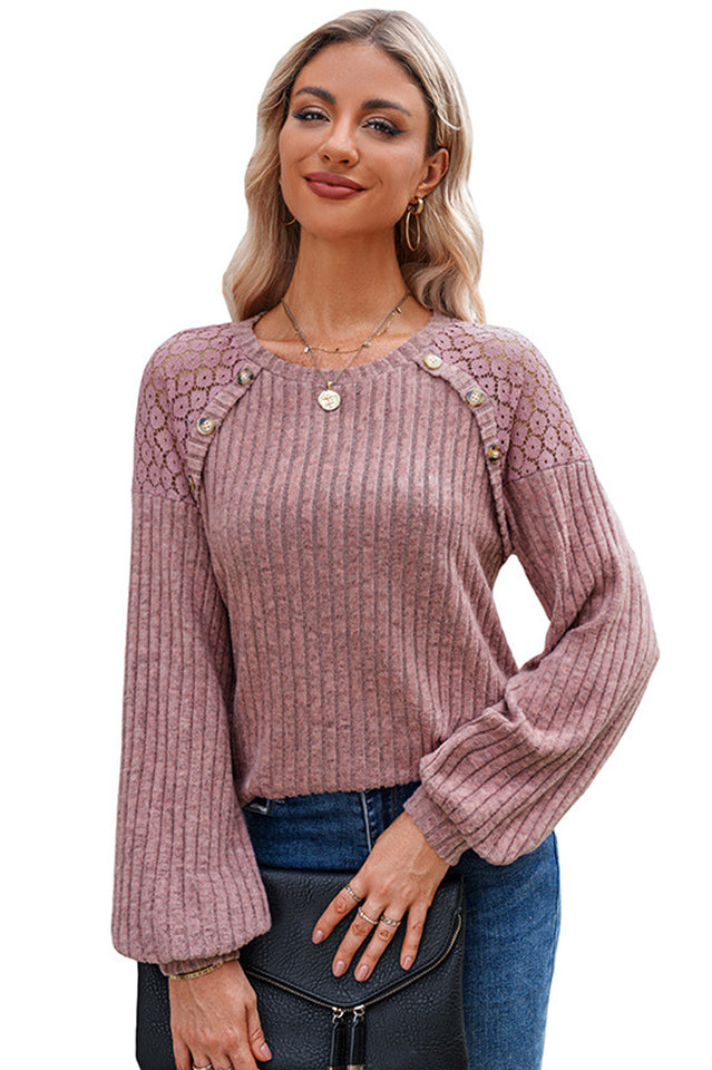 Buttoned Ribbed Top