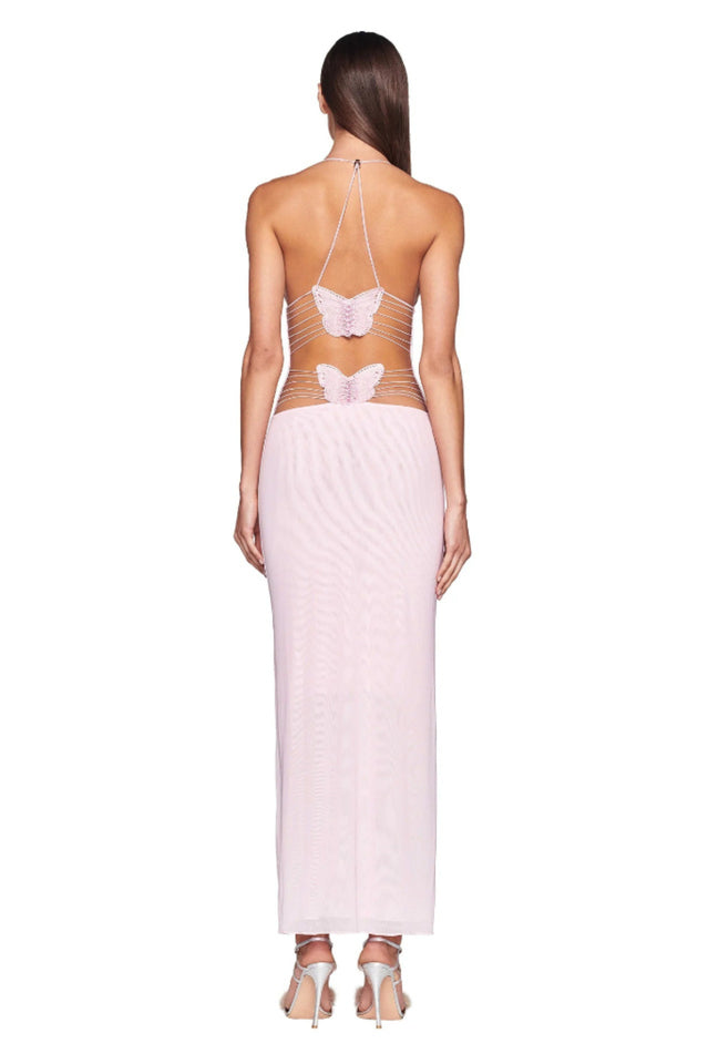 Butterfly Backless Midi Dress